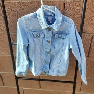 Vintage GAP Classic Blue Kids Denim Jacket Girls Heart Imprint On Buttons